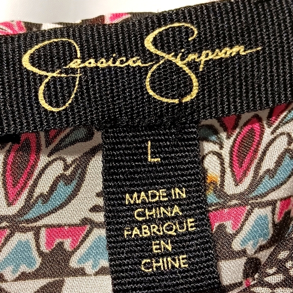 JessicaSimpson EUC Women's Bell Sleeve Blouse, Large, Sheer, Patterned, Gorgeous - Picture 2 of 10